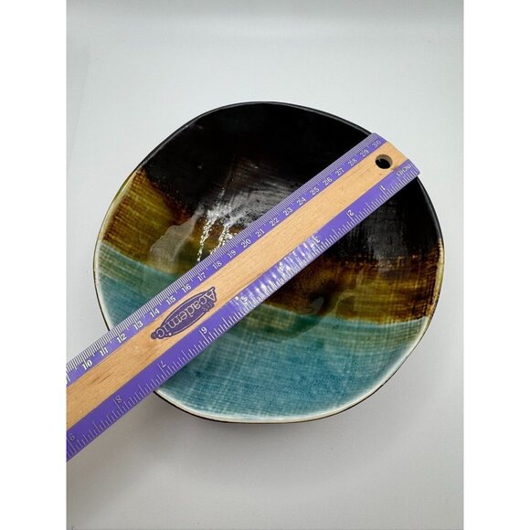 Pier 1 Cassidy Asymmetrical Blue Brown Crackled Crazed Soup Salad Pasta Bowl 7.5 - Picture 7 of 7